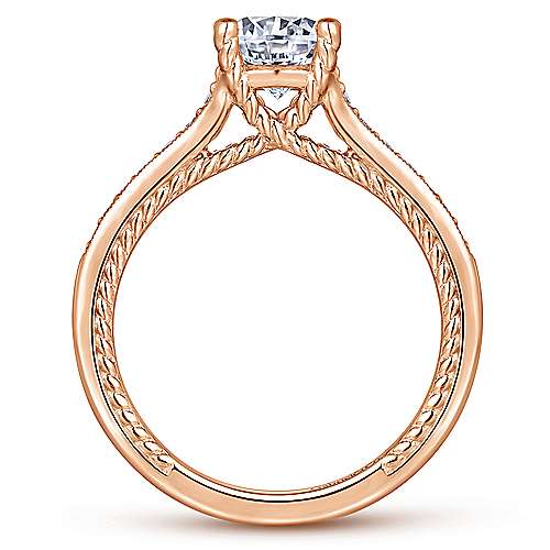 14K Rose Straight 14K Rose Gold Round Diamond Engagement Ring Surrey Vancouver Canada Langley Burnaby Richmond