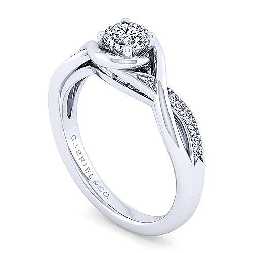 14K White Free form 14K White Gold Round Twisted Diamond Engagement Ring Surrey Vancouver Canada Langley Burnaby Richmond