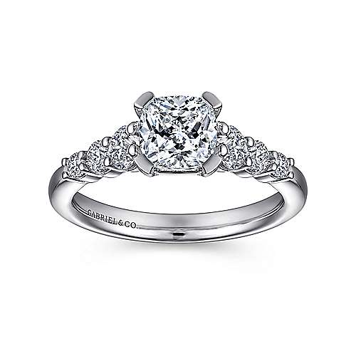 14K White Straight 14K White Gold Cushion Cut Diamond Engagement Ring Surrey Vancouver Canada Langley Burnaby Richmond