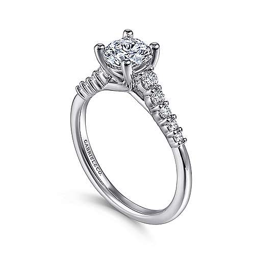 14K White Straight 14K White Gold Round Diamond Engagement Ring Surrey Vancouver Canada Langley Burnaby Richmond