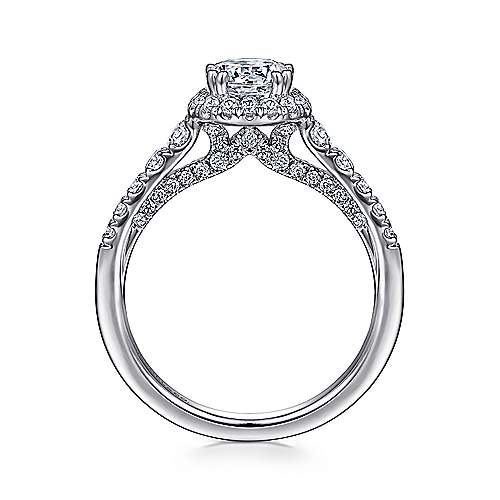 14K White Halo 14K White Gold Round Halo Diamond Engagement Ring Surrey Vancouver Canada Langley Burnaby Richmond