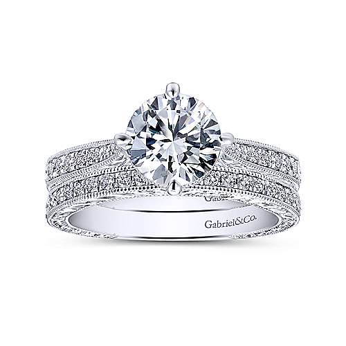 14K White Straight 14K White Gold Round Diamond Engagement Ring Surrey Vancouver Canada Langley Burnaby Richmond