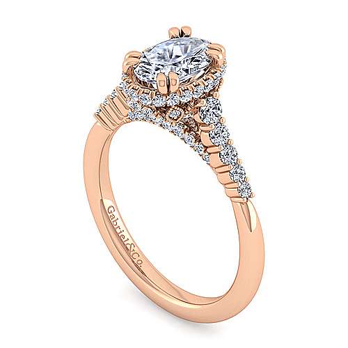 14K Rose Halo 14K Rose Gold Hidden Halo Oval Diamond Engagement Ring Surrey Vancouver Canada Langley Burnaby Richmond