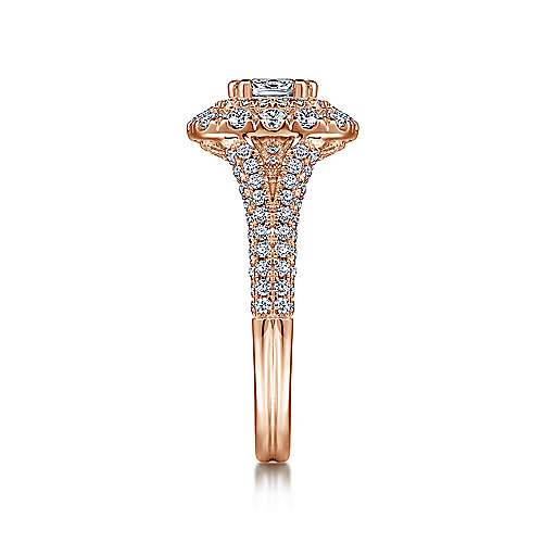 14K Rose Double halo 14K Rose Gold Cushion Cut Diamond Engagement Ring Surrey Vancouver Canada Langley Burnaby Richmond