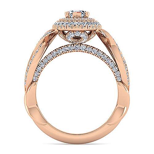 14K Rose Double halo 14K Rose Gold Marquise Shape Diamond Engagement Ring Surrey Vancouver Canada Langley Burnaby Richmond