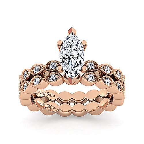 14K Rose Straight 14K Rose Gold Marquise Shape Diamond Engagement Ring Surrey Vancouver Canada Langley Burnaby Richmond