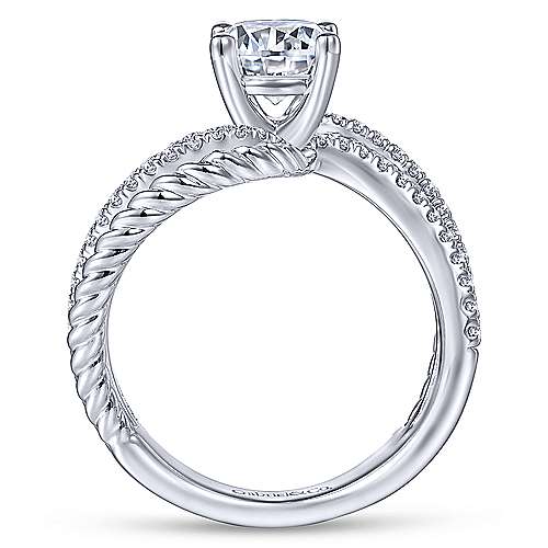 14K White Free form 14K White Gold Round Diamond Engagement Ring Surrey Vancouver Canada Langley Burnaby Richmond