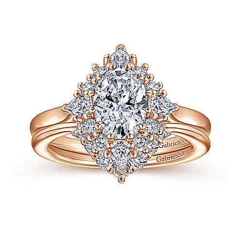 14K Rose Halo 14K Rose Gold Oval Halo Diamond Engagement Ring Surrey Vancouver Canada Langley Burnaby Richmond