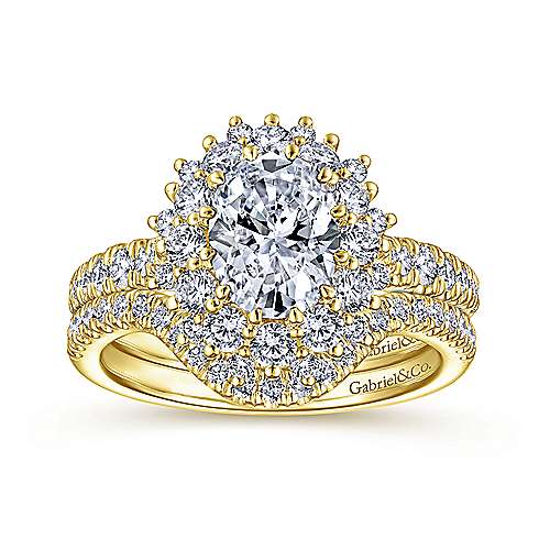 14K Yellow Halo 14K Yellow Gold Oval Halo Diamond Engagement Ring Surrey Vancouver Canada Langley Burnaby Richmond