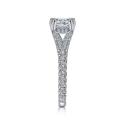 14K White Split shank 14k White Gold Cushion Cut Diamond Engagement Ring Surrey Vancouver Canada Langley Burnaby Richmond