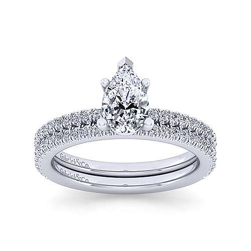 14K White Straight 14K White Gold Pear Shape Diamond Engagement Ring Surrey Vancouver Canada Langley Burnaby Richmond