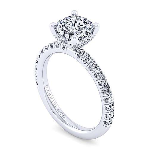 14K White Straight 14K White Gold Round Diamond Engagement Ring Surrey Vancouver Canada Langley Burnaby Richmond