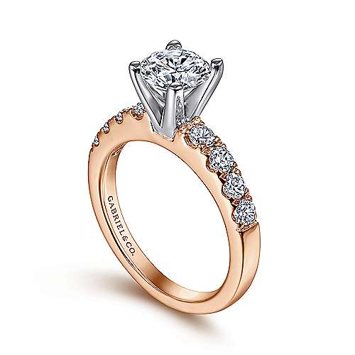 14K WhiteRose Straight 14K White-Rose Gold Round Diamond Engagement Ring Surrey Vancouver Canada Langley Burnaby Richmond