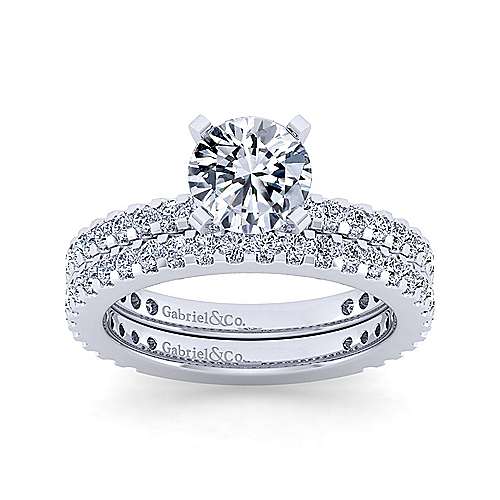 14K White Straight 14K White Gold Round Diamond Engagement Ring Surrey Vancouver Canada Langley Burnaby Richmond