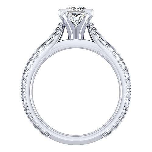 14K White Solitaire Vintage Inspired 14K White Gold Princess Cut Solitaire Engagement Ring Surrey Vancouver Canada Langley Burnaby Richmond