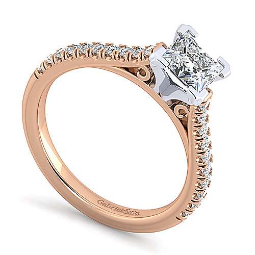 14K WhiteRose Straight 14K White-Rose Gold Princess Cut Diamond Engagement Ring Surrey Vancouver Canada Langley Burnaby Richmond