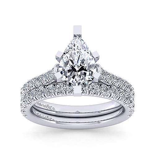 14K White Straight 14K White Gold Pear Shape Diamond Engagement Ring Surrey Vancouver Canada Langley Burnaby Richmond