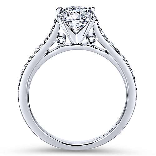 14K White Straight 14K White Gold Round Diamond Engagement Ring Surrey Vancouver Canada Langley Burnaby Richmond