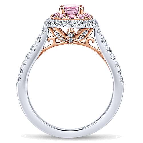 14K WhiteRose Double halo 14K White-Rose Gold Oval Complete Diamond Engagement Ring Surrey Vancouver Canada Langley Burnaby Richmond