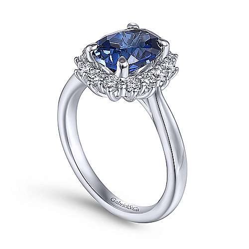 14K White Halo 14K White Gold Oval Halo Sapphire and Diamond Engagement Ring Surrey Vancouver Canada Langley Burnaby Richmond
