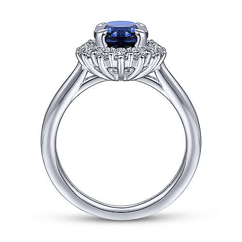 14K White Halo 14K White Gold Oval Halo Sapphire and Diamond Engagement Ring Surrey Vancouver Canada Langley Burnaby Richmond
