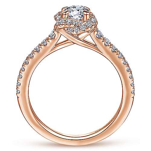 14K Rose Halo 14K Rose Gold Round Halo Complete Diamond Engagement Ring Surrey Vancouver Canada Langley Burnaby Richmond