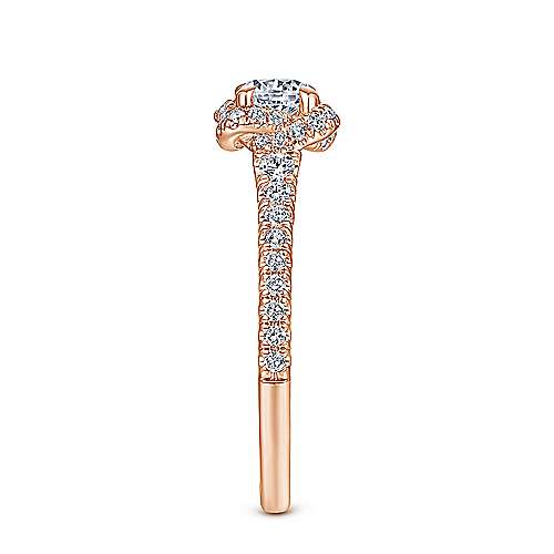 14K Rose Halo 14K Rose Gold Round Halo Complete Diamond Engagement Ring Surrey Vancouver Canada Langley Burnaby Richmond