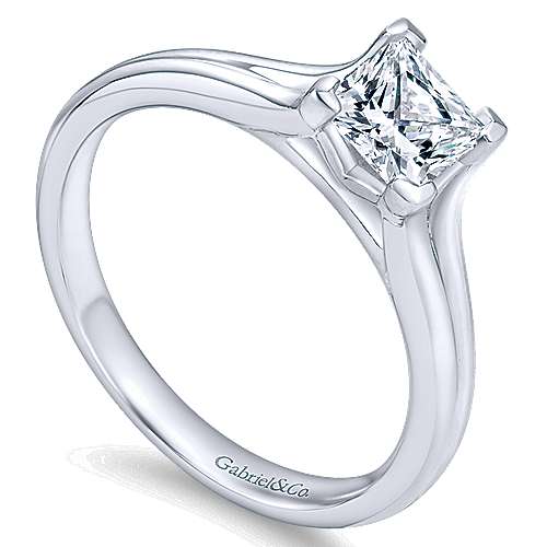 14K White Solitaire 14K White Gold Princess Cut Diamond Engagement Ring Surrey Vancouver Canada Langley Burnaby Richmond