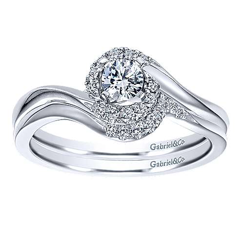 14K White Halo 14K White Gold Round Halo Complete Diamond Engagement Ring Surrey Vancouver Canada Langley Burnaby Richmond