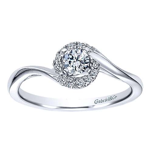 14K White Halo 14K White Gold Round Halo Complete Diamond Engagement Ring Surrey Vancouver Canada Langley Burnaby Richmond